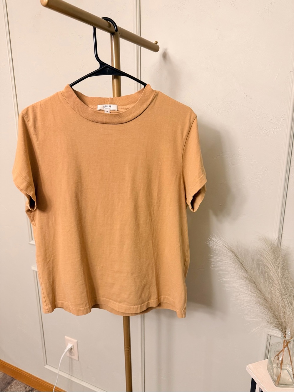 Agolde Cotton Tee in Camel Tan MSRP $178